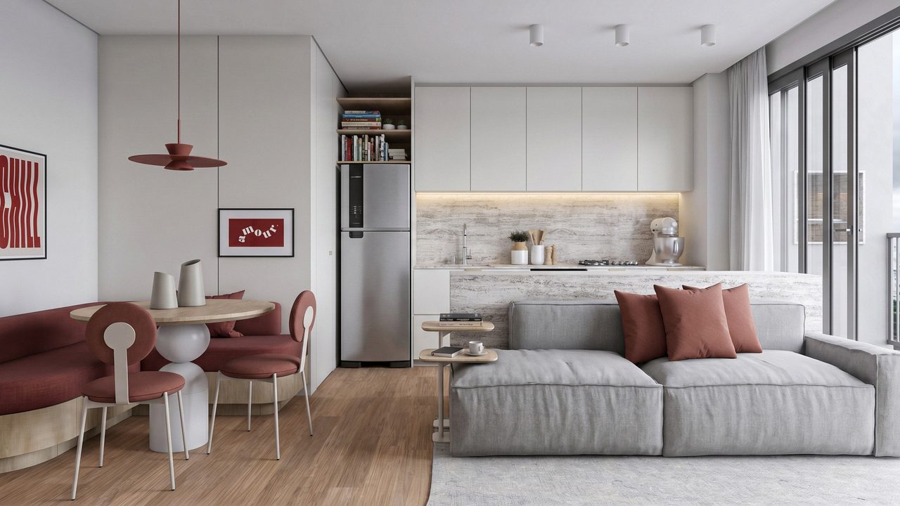 Living com acentos em terracota