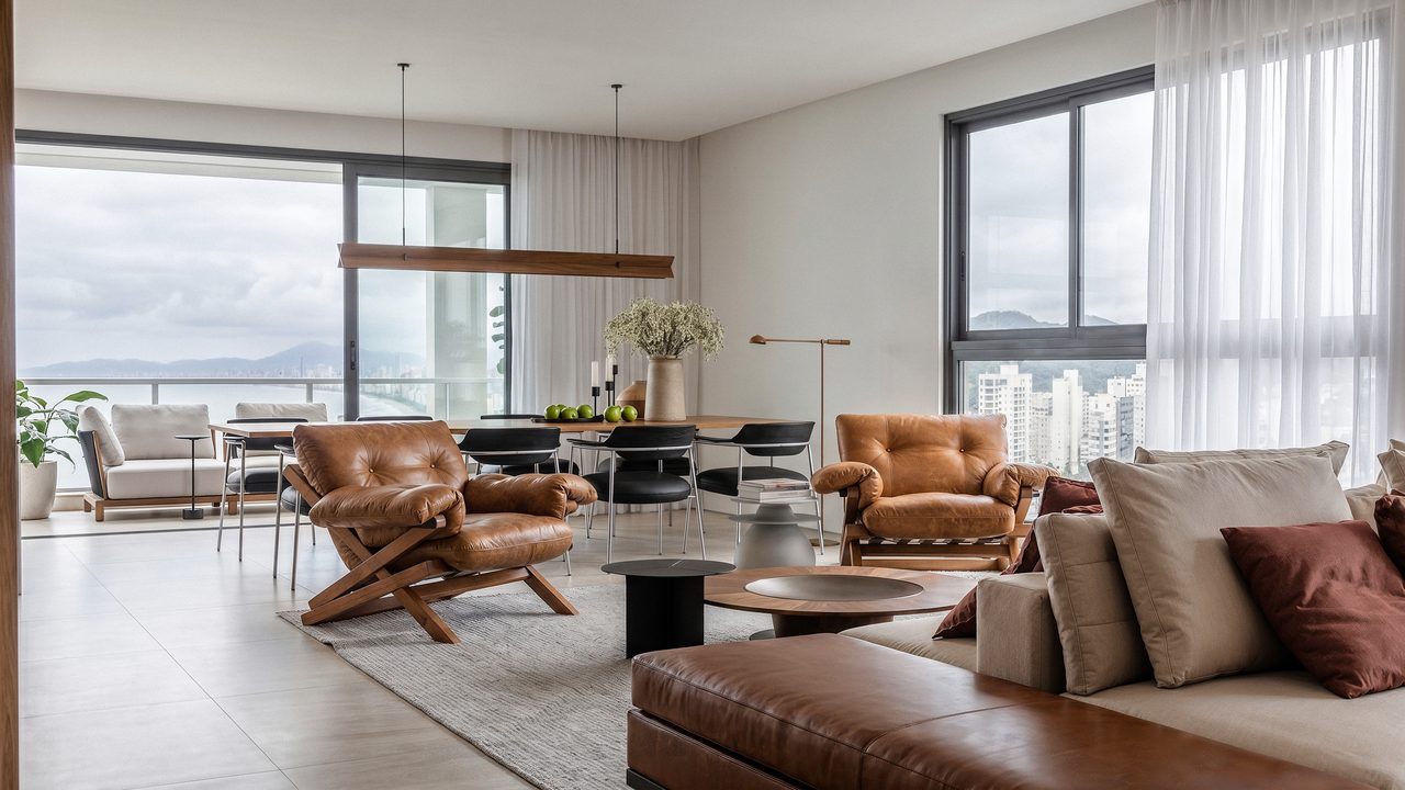 Living amplo com vista panorâmica